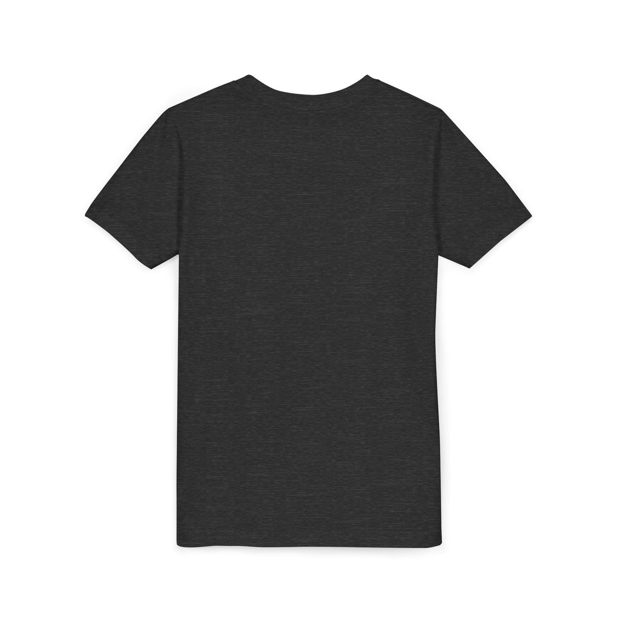 Kids dark gray crewneck tee, short sleeves, plain front