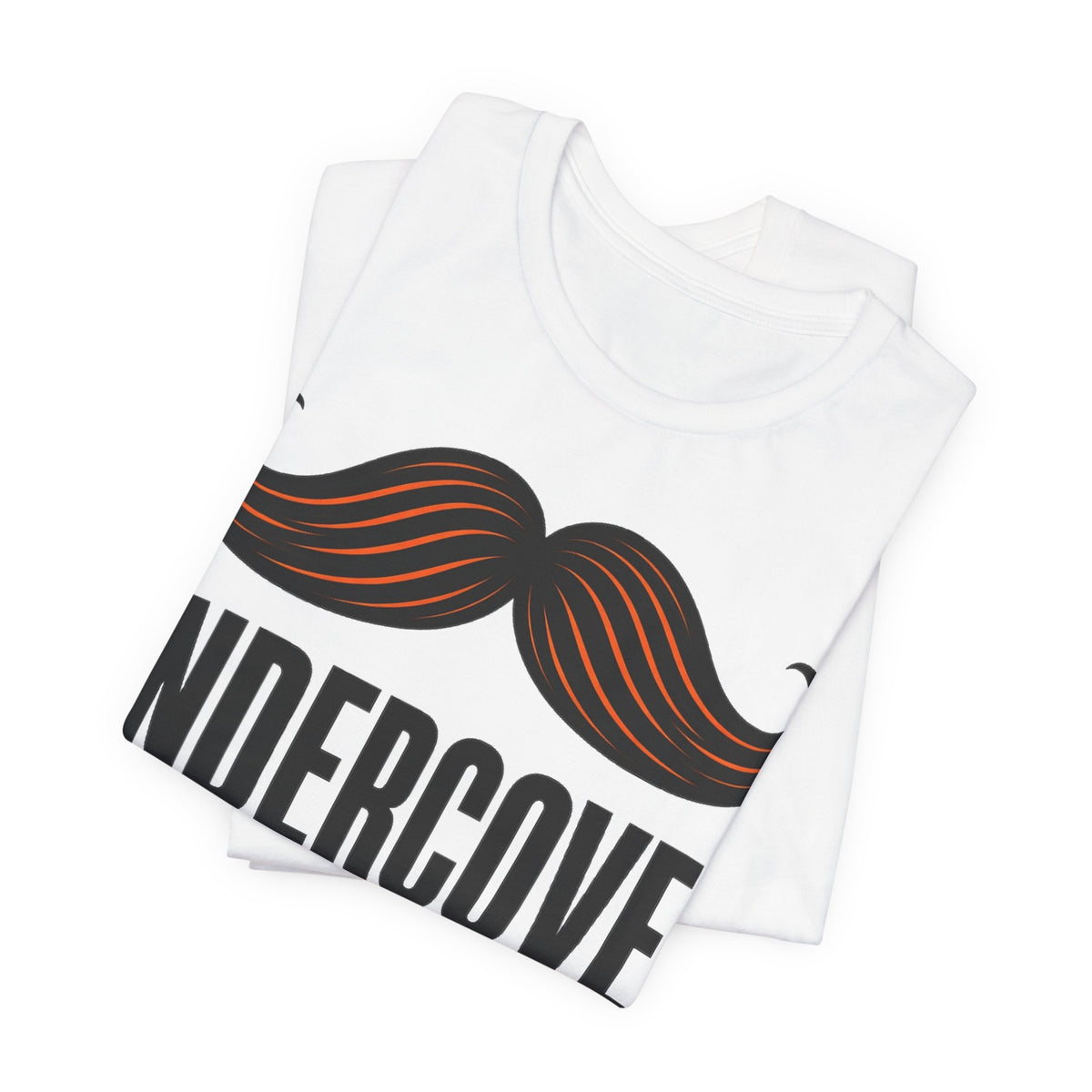 White crewneck graphic t-shirt with mustache logo and large 'UNDERCOVER' text