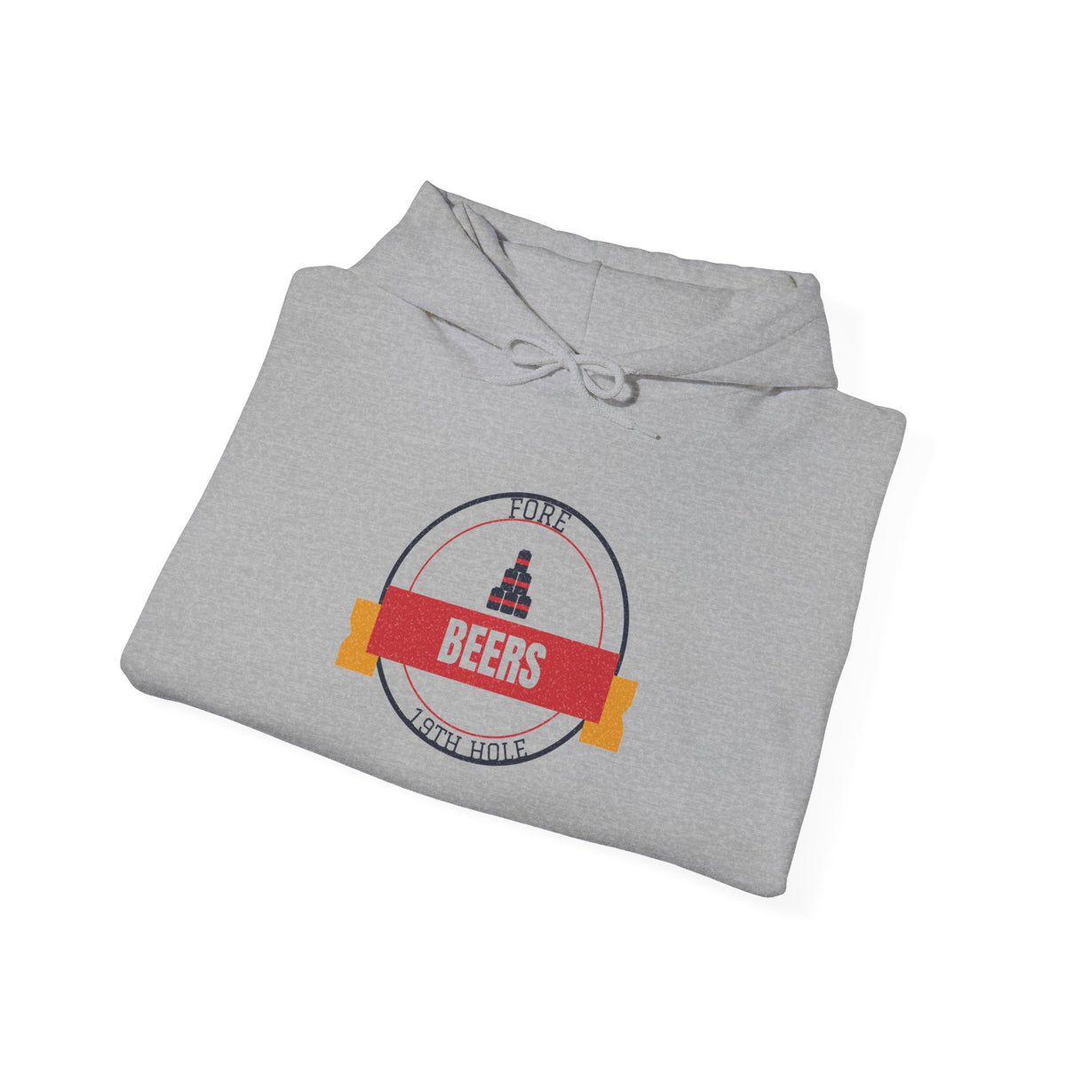Light grey pullover hoodie with kangaroo pocket and “BEERS” front graphic