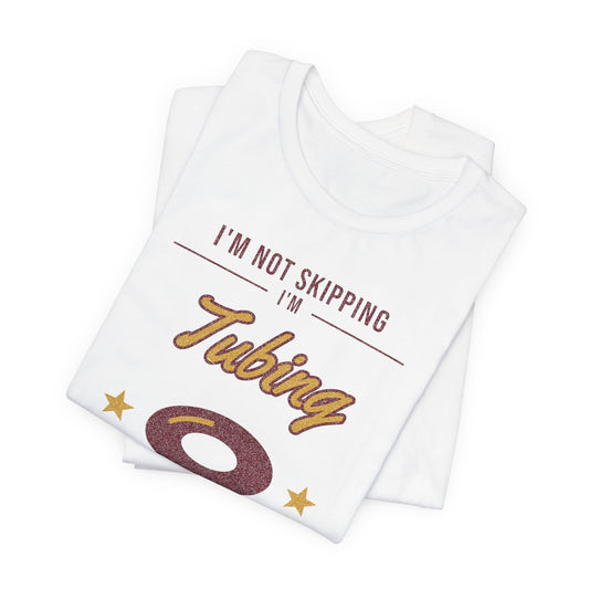 White crewneck T-shirt with 'Tubing' and 'The River' printed graphic