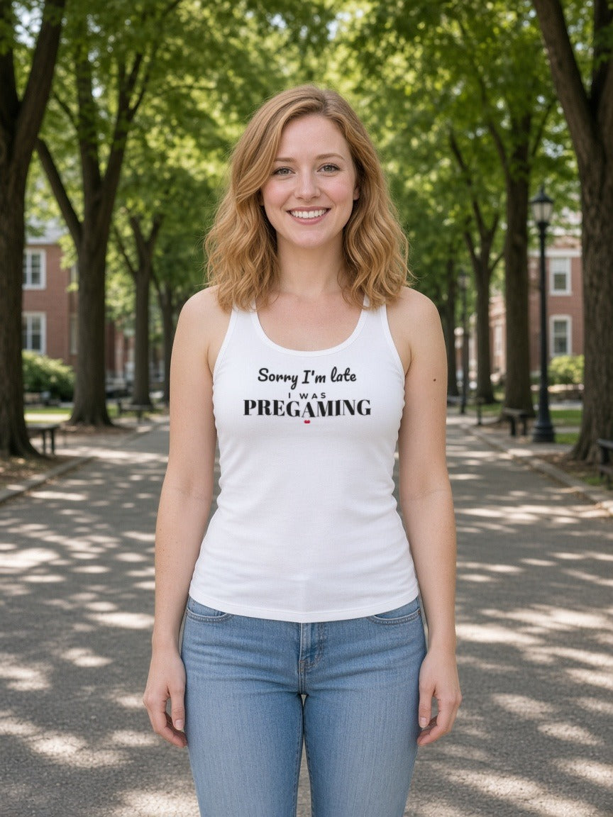 Sorry I'm Late, I Was Pregaming Racerback Tank