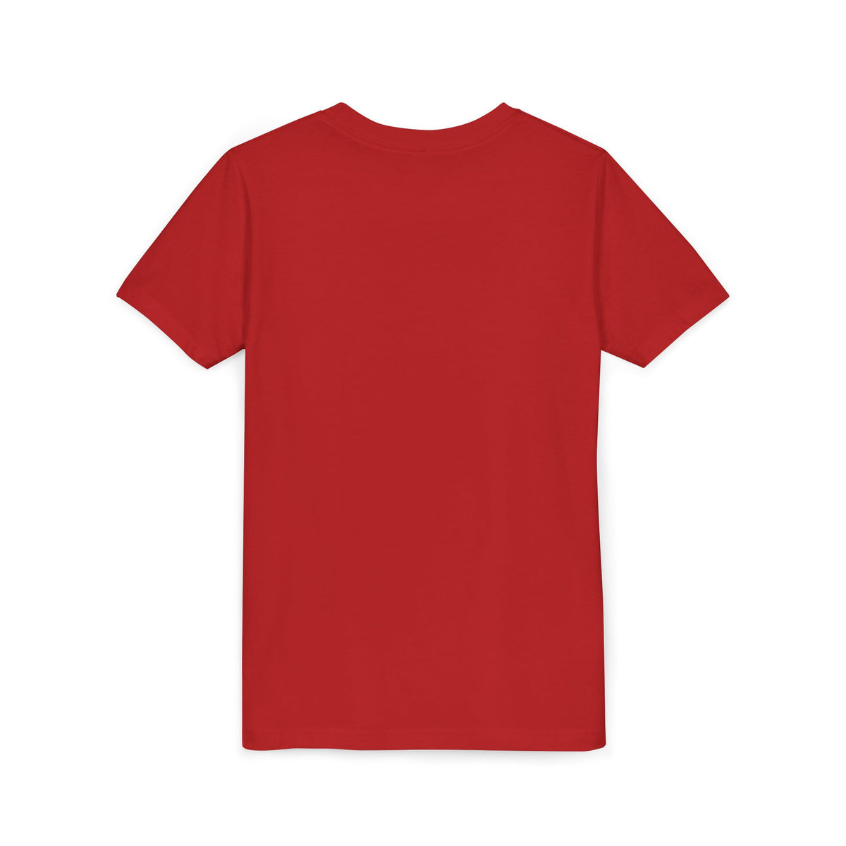 Red kids T-shirt, short sleeves, crew neck, plain front