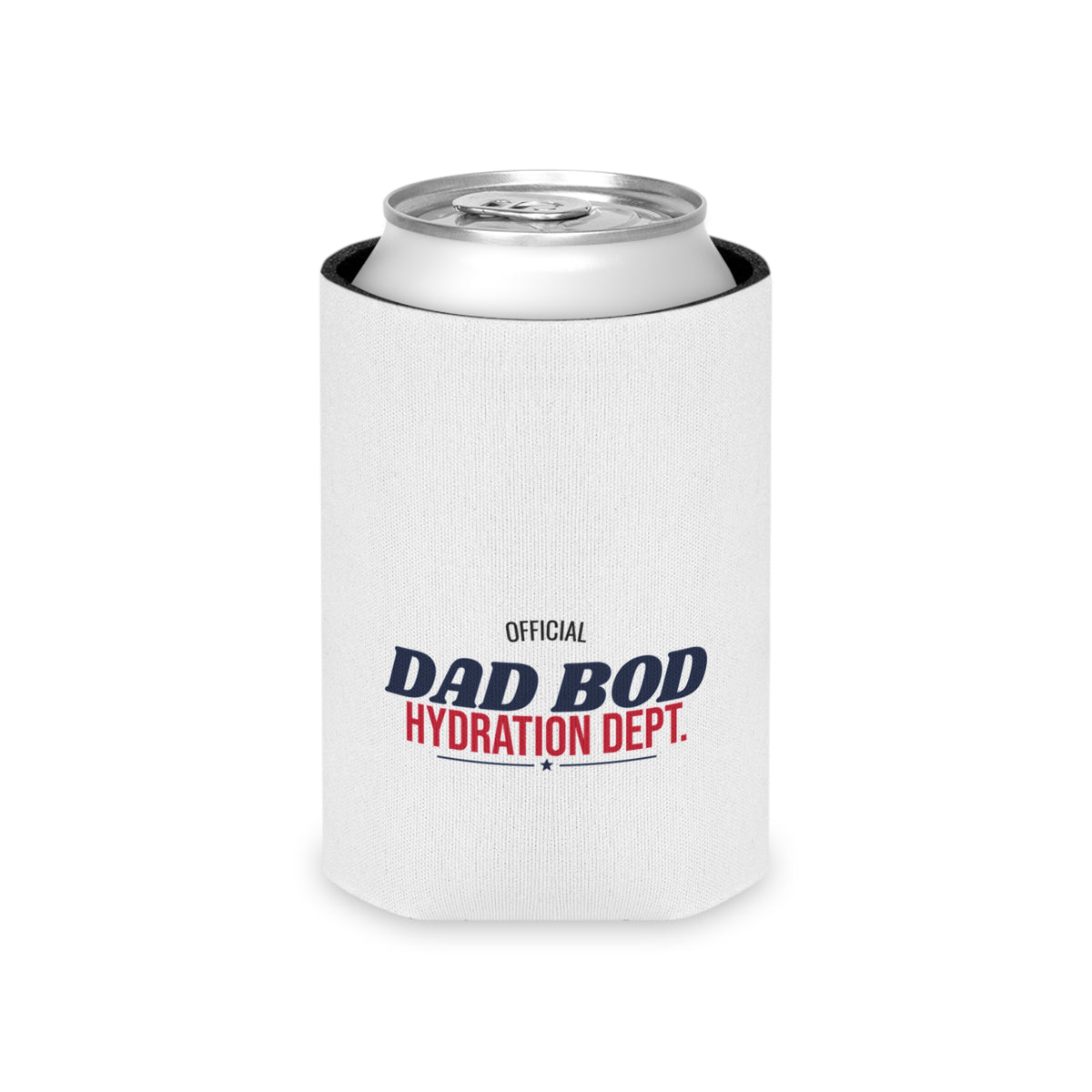 White can cooler with open top and 'Official Dad Bod Hydration Dept.' logo