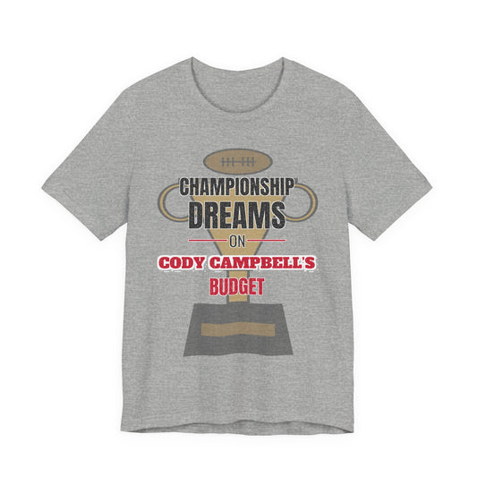 Athletic heather graphic T-shirt with football-helmet 'Championship Dreams' logo