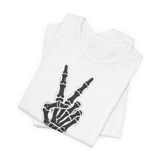 Two white graphic T-shirts with skeleton hand and CREEPIT REAL print