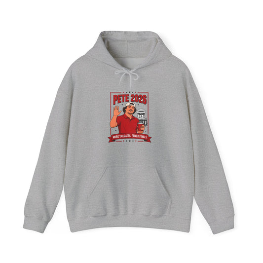 Sport grey pullover hoodie with drawstring and front pocket, chest graphic print