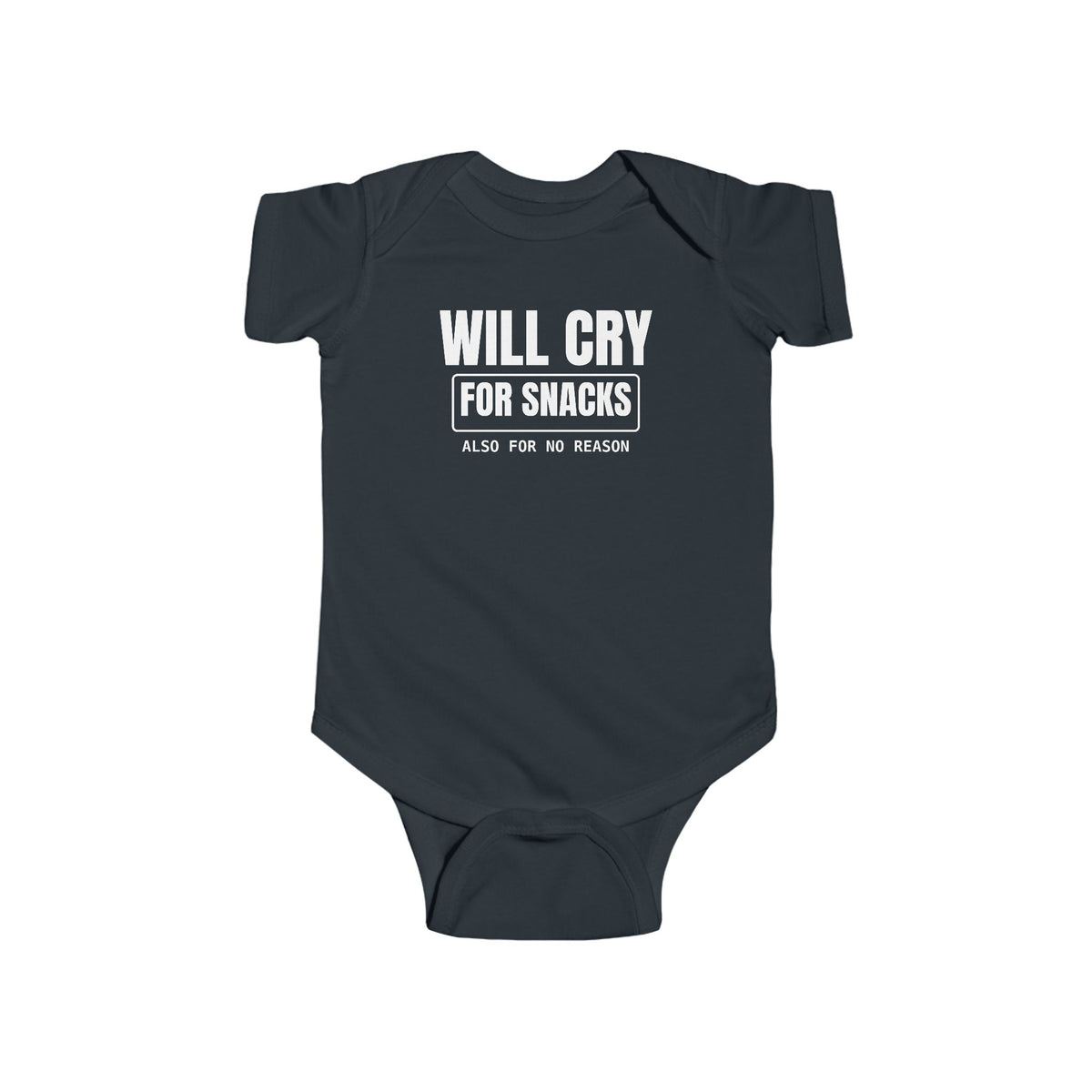 Will Cry For Snacks Funny Baby Onesie