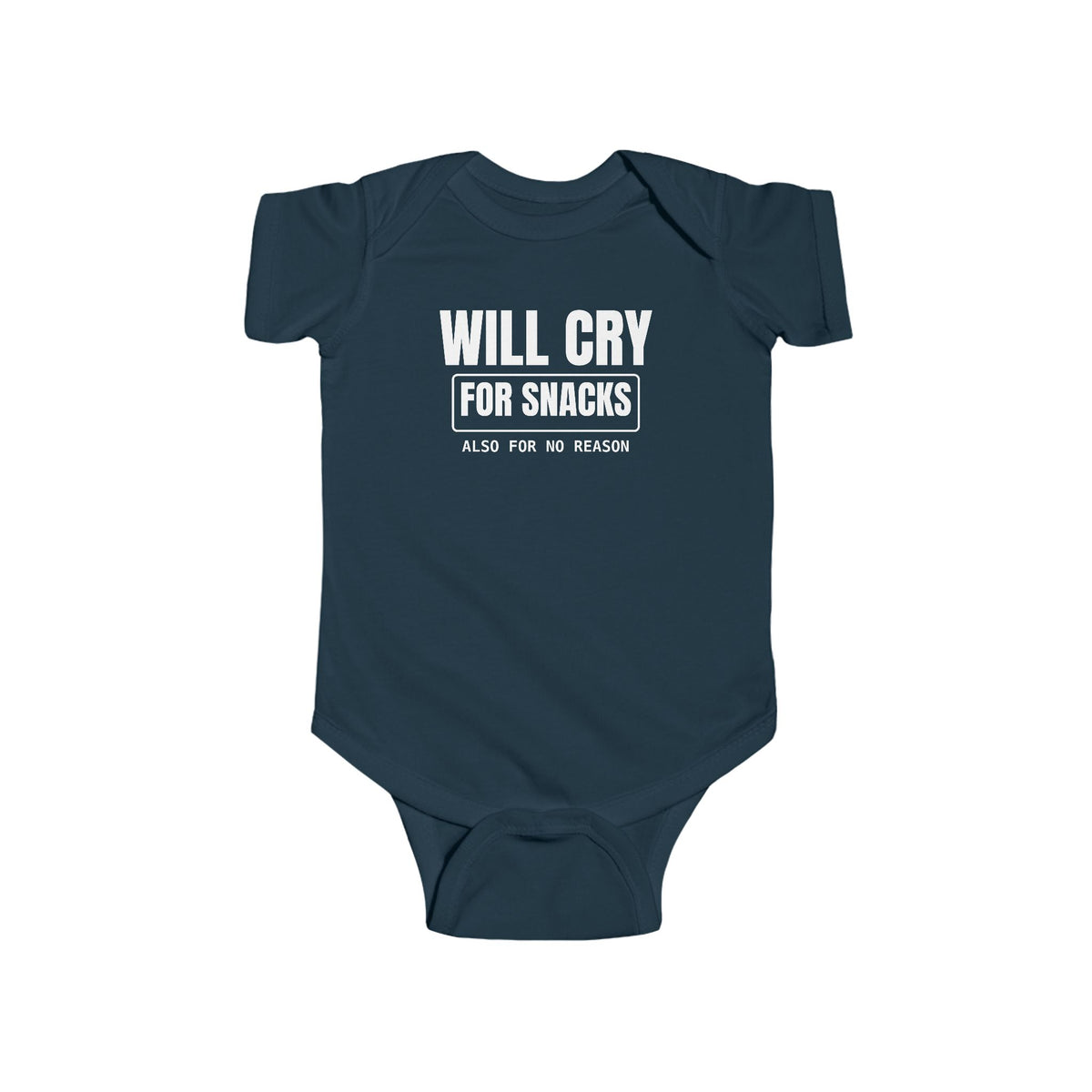 Will Cry For Snacks Funny Baby Onesie