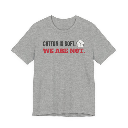 Heather gray cotton T-shirt with bold chest slogan and small fist icon graphic