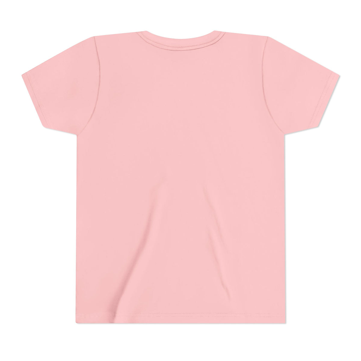 Kids pink crewneck t-shirt, plain front with short sleeves