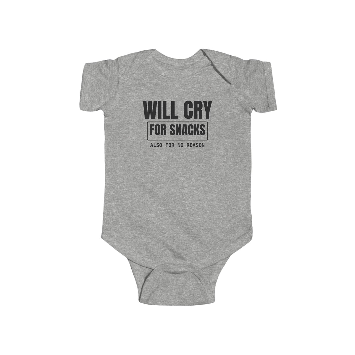 Will Cry For Snacks Funny Baby Onesie
