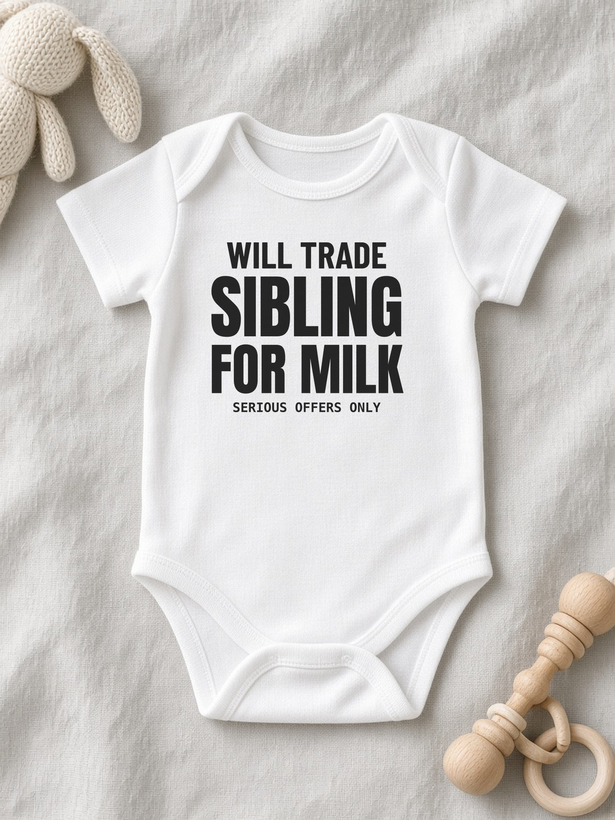 Will Trade Sibling For Milk Funny Baby Onesie