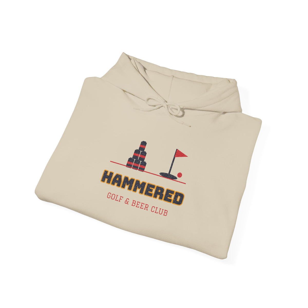 Sand pullover hoodie with front graphic logo and drawstring hood