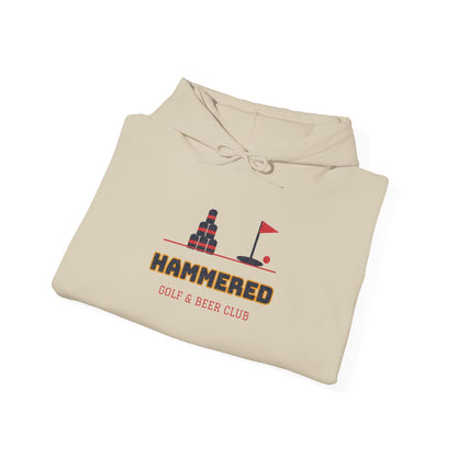 Sand pullover hoodie with front graphic logo and drawstring hood