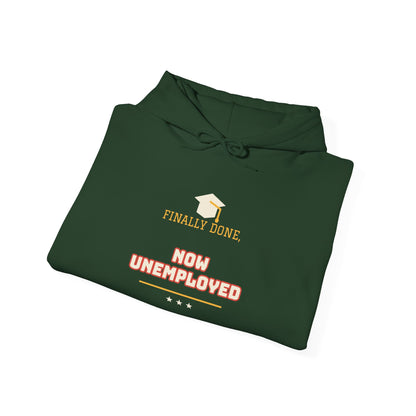Forest green hoodie with front slogan graphic over the chest