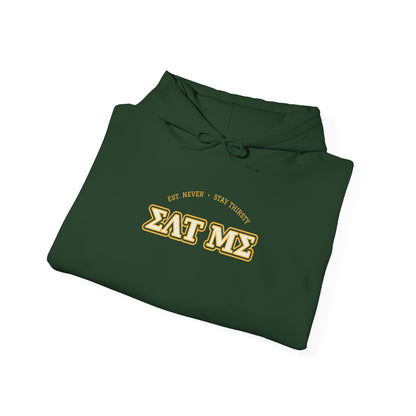 Forest green hoodie with 'EAT ME' front graphic and drawstring hood