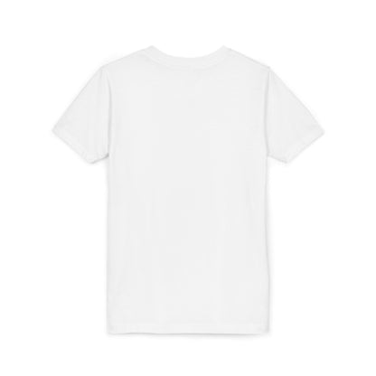 Kids blank white T-shirt back view with crew neck and short sleeves