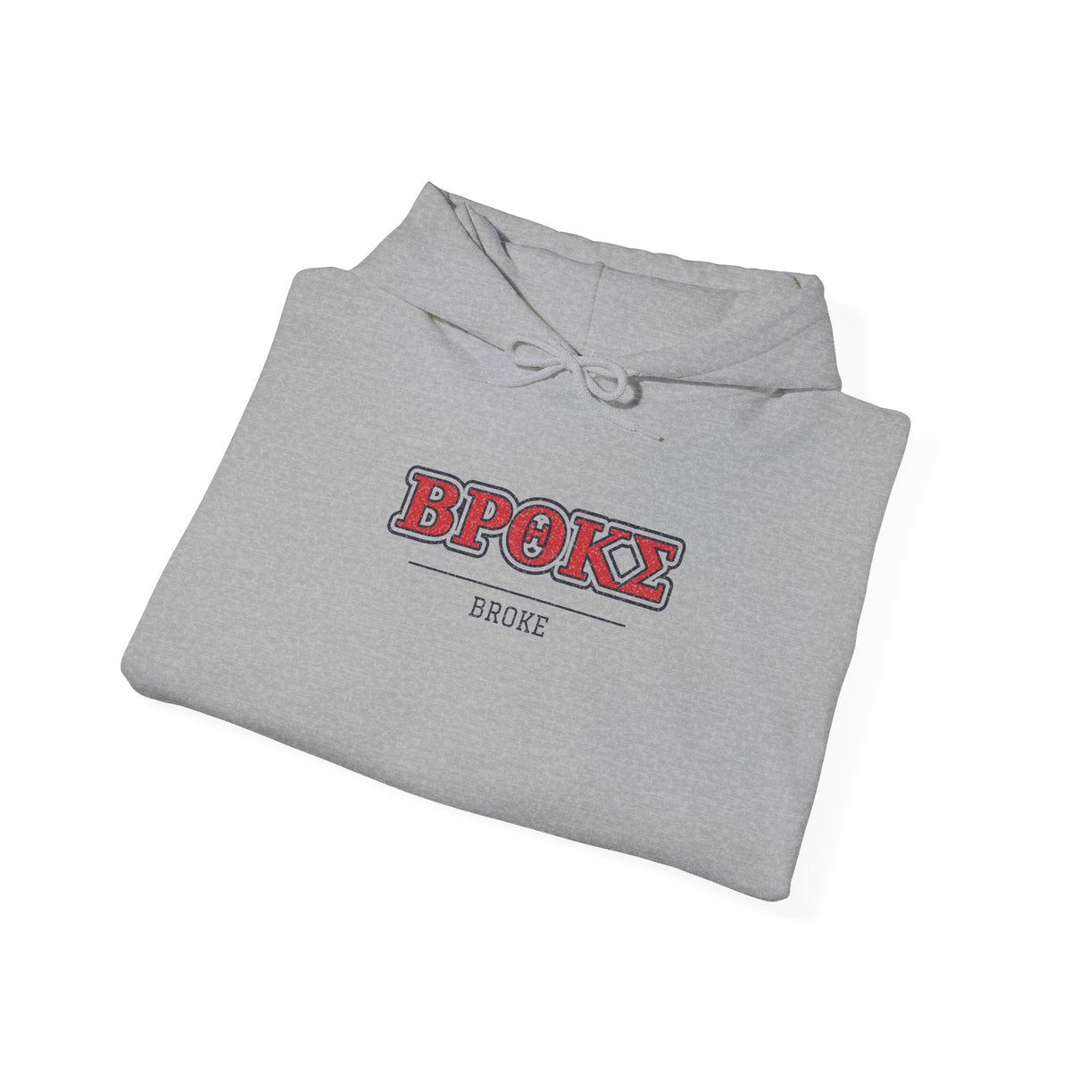 Sport gray pullover hoodie with hood and drawstring, 'BPOKE' front graphic