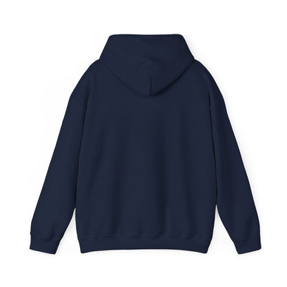 Navy funny college hoodie with hood and kangaroo pocket, long sleeves