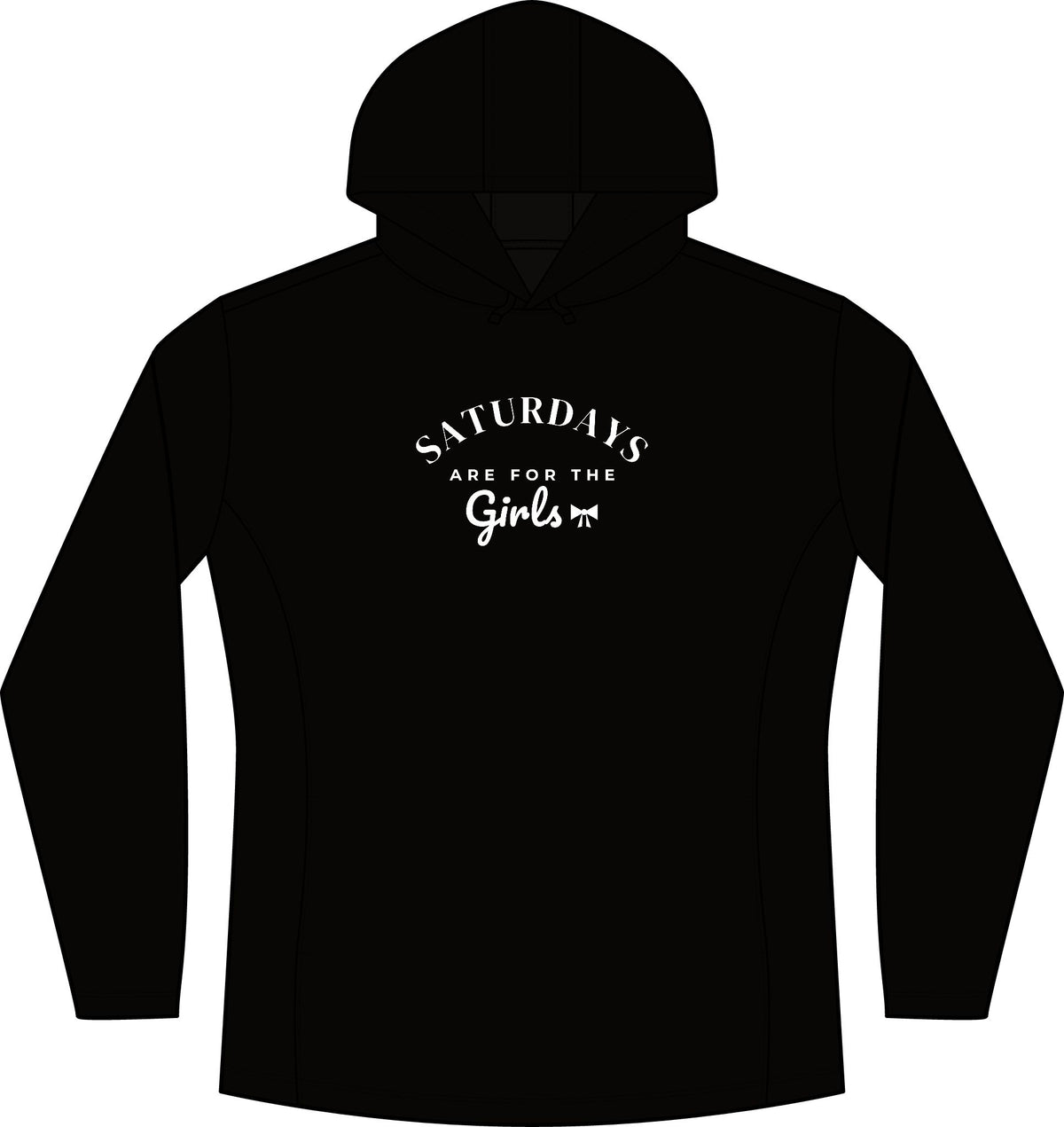 Women’s black heather hoodie with front logo graphic and drawstring hood