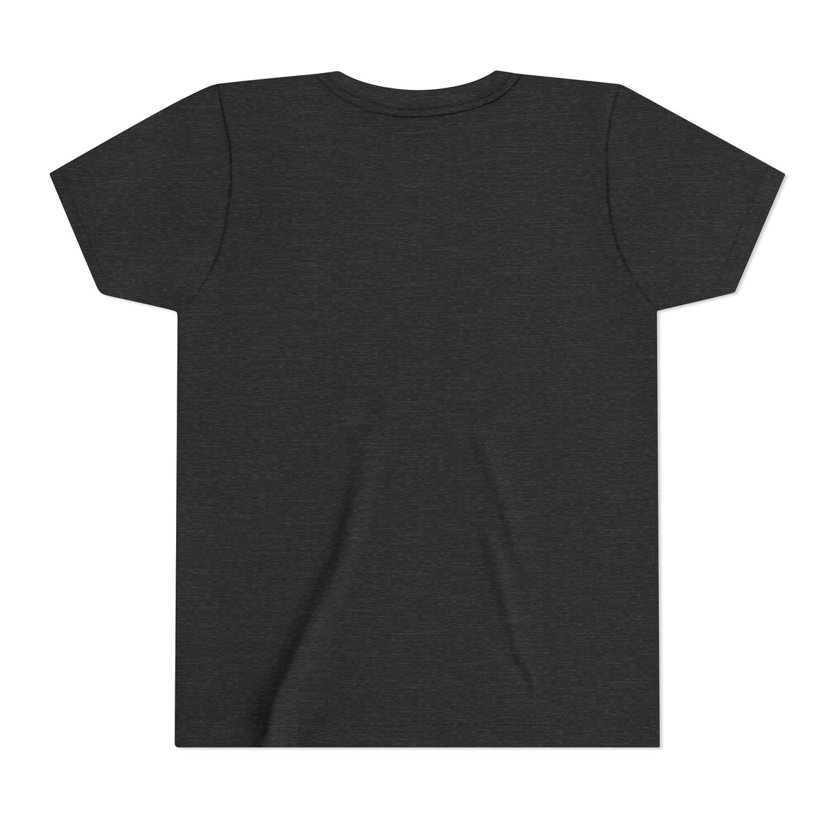 Kids black crewneck tee, short sleeves, plain back