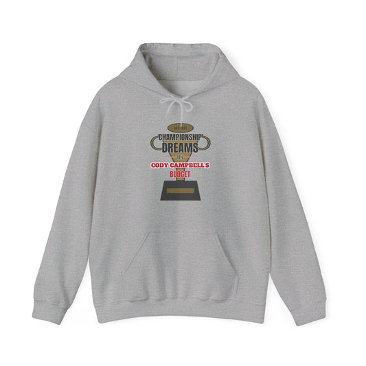 Sport grey hoodie with front pocket and Championship Dreams logo, drawstring hood