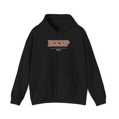 Black hoodie with ΒΣΣΡ Beer graphic