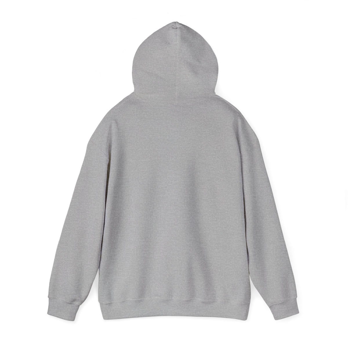 Light gray hoodie, back view with hood and long sleeves