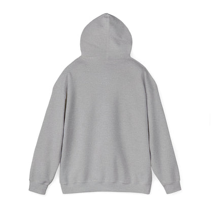 Sport gray pullover hoodie with hood, back view