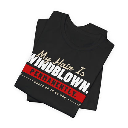 Black crew-neck T-shirt set with large front slogan graphic in white and red