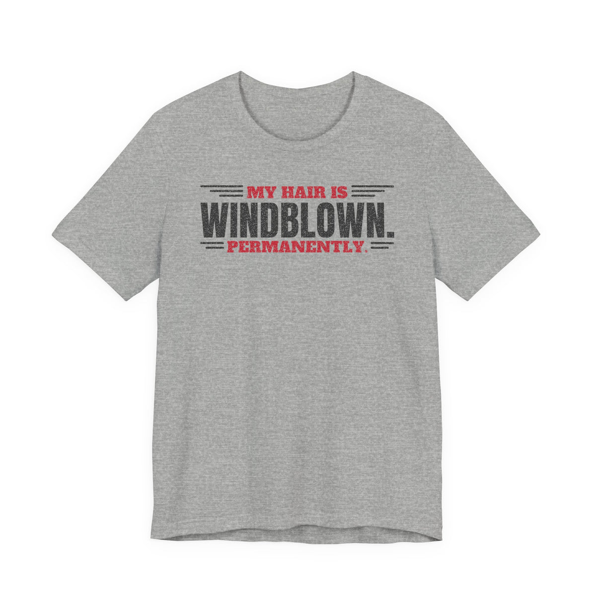 Heather gray crew-neck T-shirt with bold front graphic slogan print