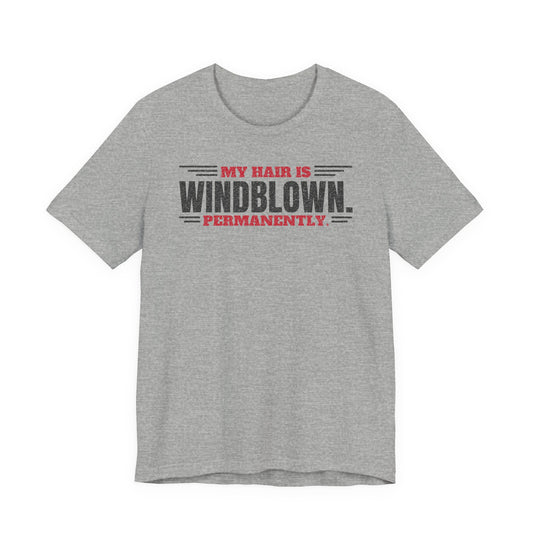 Heather gray crew-neck T-shirt with bold front graphic slogan print