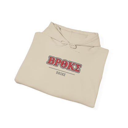 Sand pullover hoodie with hood and drawstring, 'BPOKE' front graphic