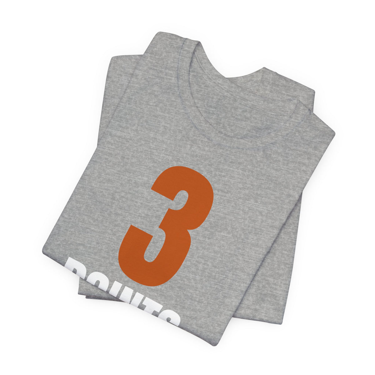 Heather gray T-shirt stacked view, orange "3" and partial "POINTS" text print