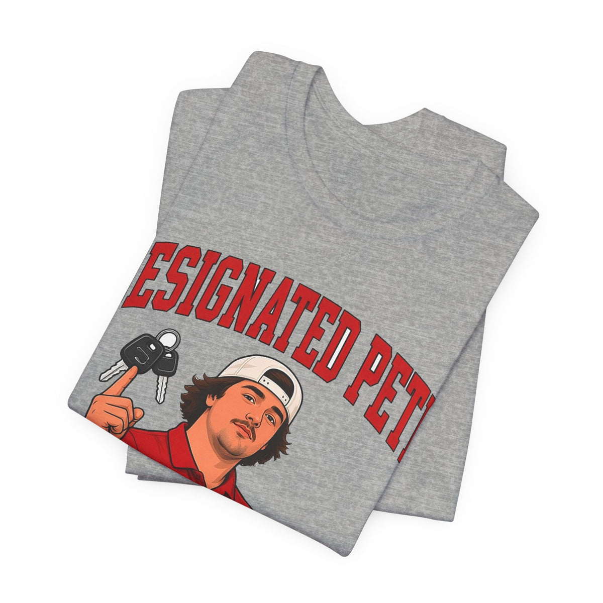 Athletic heather gray crew-neck graphic T-shirt set with red and black character print
