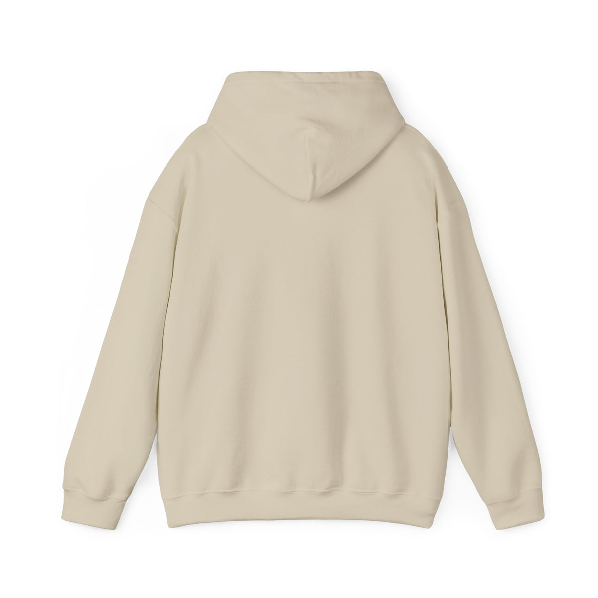 Light tan pullover hoodie with hood and front kangaroo pocket