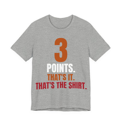 Heather gray crew-neck T-shirt with orange and red "3 POINTS" graphic front