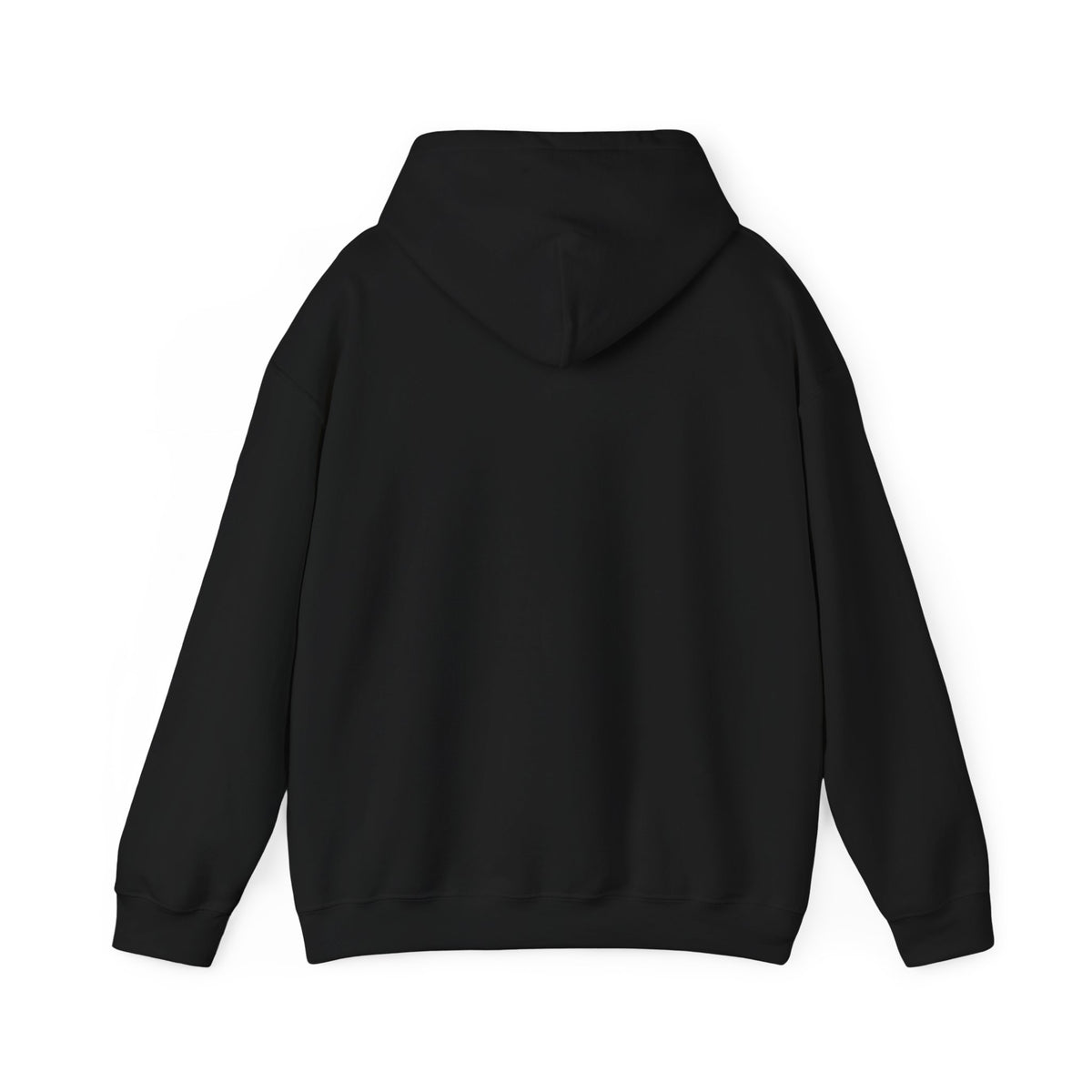 Black pullover hoodie with drawstring hood and kangaroo pocket, no visible graphic