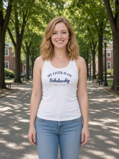 My Liver Is on Scholarship Racerback Tank