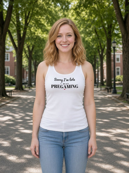 Sorry I'm Late, I Was Pregaming Racerback Tank