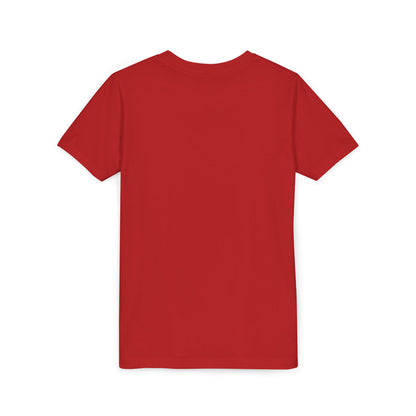 Red kids T-shirt, short sleeves, crew neck, plain front