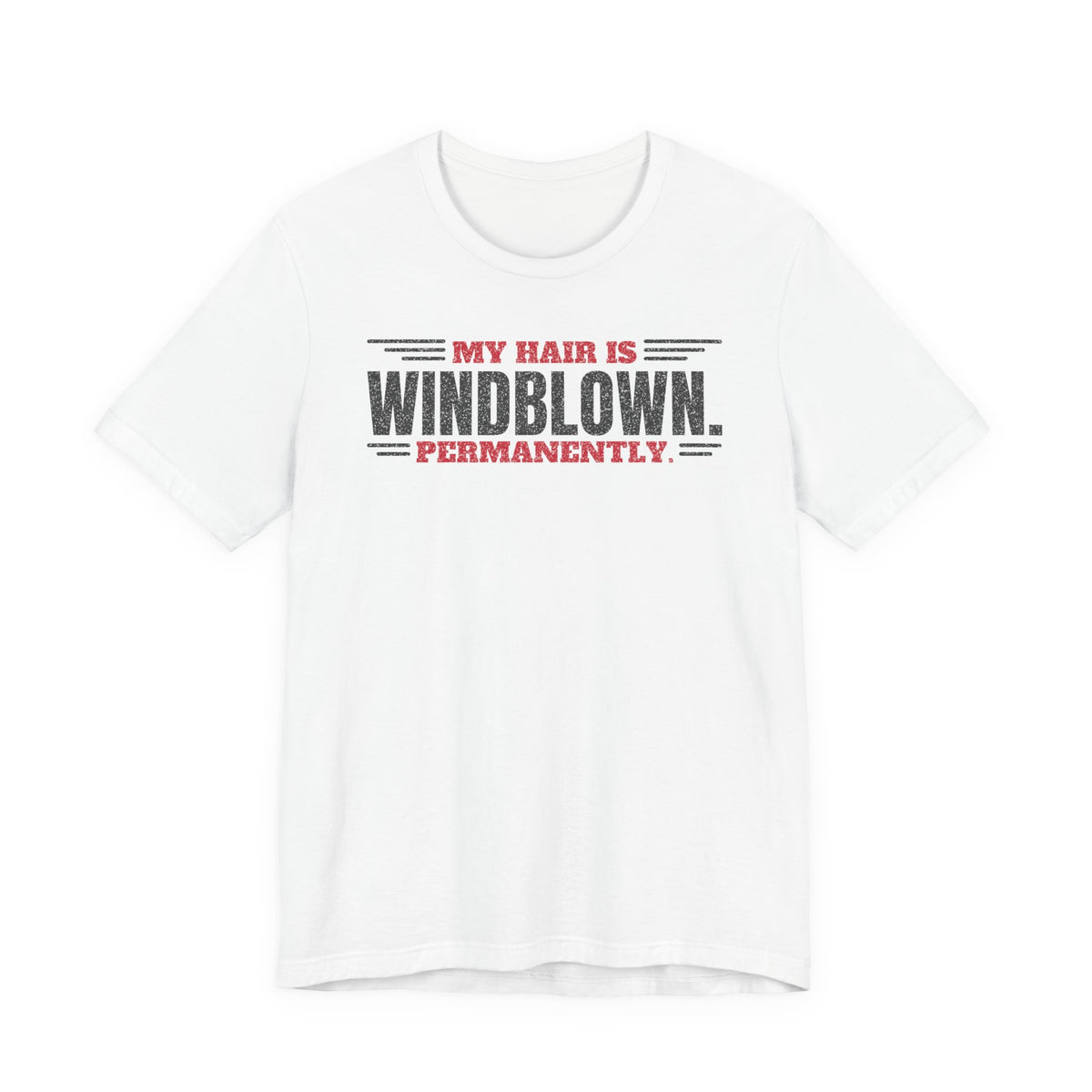 White crew-neck T-shirt with bold front graphic slogan print