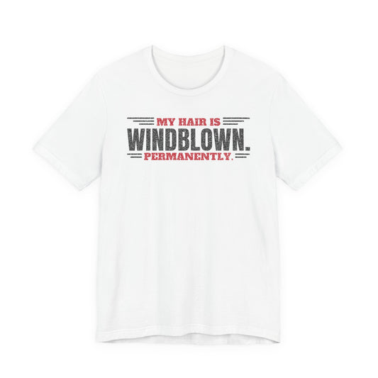 White crew-neck T-shirt with bold front graphic slogan print