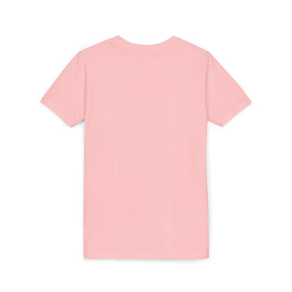 Kids pink crewneck t-shirt, plain back with short sleeves