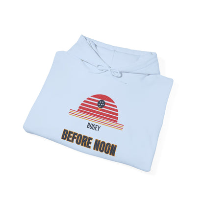 Light blue pullover hoodie with hood and kangaroo pocket, chest graphic print