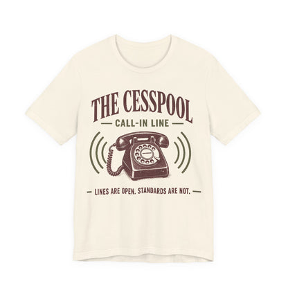 Natural T-shirt with front telephone graphic and 'CALL-IN LINE' text