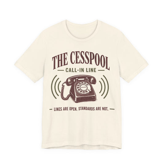 Natural T-shirt with front telephone graphic and 'CALL-IN LINE' text