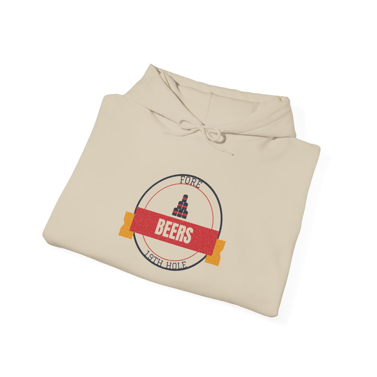 Sand pullover hoodie with kangaroo pocket and “BEERS” front graphic