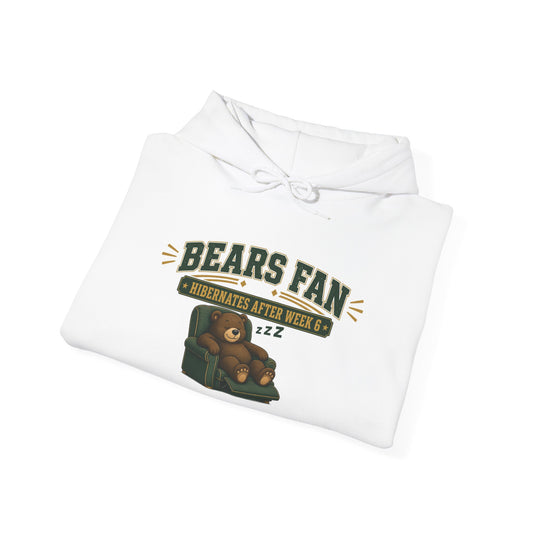 White Bears Fan hoodie, front graphic on folded flat with hood and drawstring