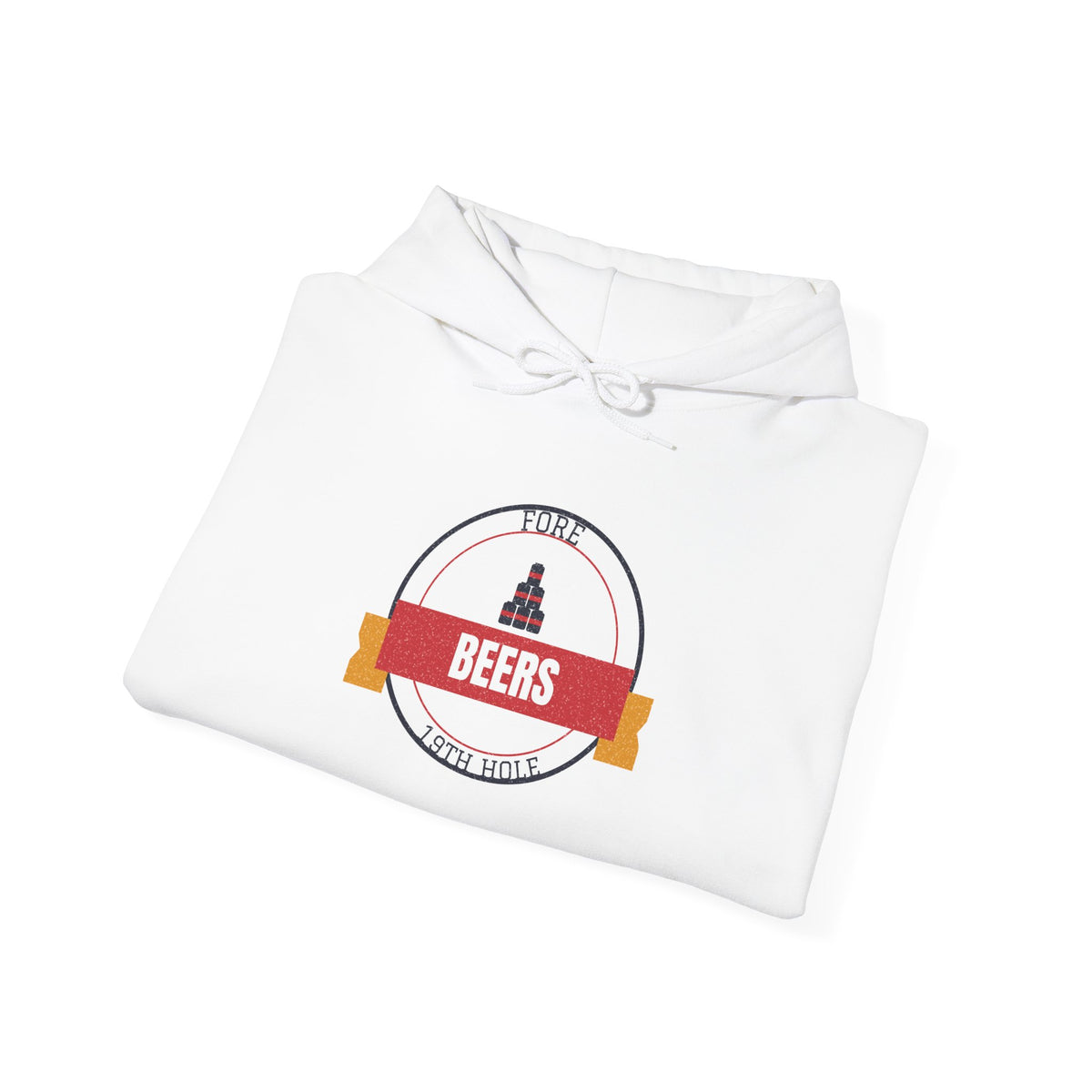 White pullover hoodie with kangaroo pocket and “BEERS” front graphic